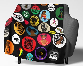 Black Woman Empowerment Throw Blanket: Brown Girl Pride Decor