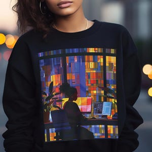 Afro Woman Tech Sweatshirt: STEM Coder Gift