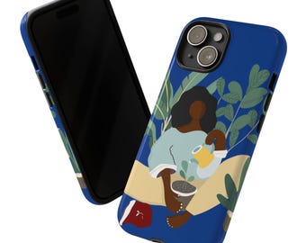 Black Woman with Plants Phone Case | Botanical Style, Afrocentric Vibe