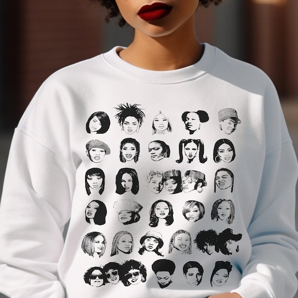 Female Rappers Sweatshirt - Hip Hop Ladies - African American - Black Music History - Rhyme Queens - Rap Music Legends - Black Feminism