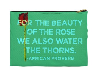 African Inspired Bag - Afrocentric Art - Black Owned - African Proverb - Accessory Pouch - Black Girl Magic