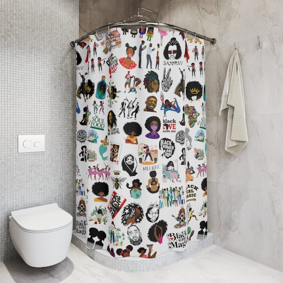 Afrocentric Shower Curtain Pretty Black Girl Shower Curtain Set Cool  African Bathroom Accessories