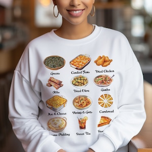 Soul Food Sweatshirt - Southern Cuisine - Black Foodies - African American - Long Sleeve - Adult Unisex Top - Comfort Food - Kitchen Classic