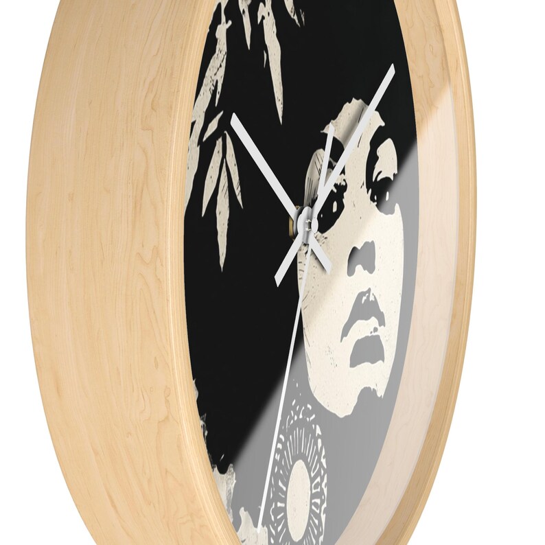 Afro Portrait Wall Clock | Melanin Art, Natural Lady Decor, Wooden ...