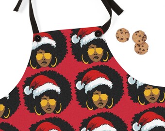 Afro Woman Christmas Apron | Afrocentric Holiday Smock