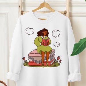 Afro Reader Sweatshirt - Adult Unisex - African American - Old School Cartoon - Black Girls Read - Soul Literature - Young Gifted Melanin