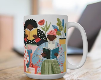 Black Book Lovers Ceramic Mug | Brown Readers Literary Club Coffee Cup