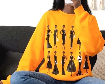 Elegant Black Women in Evening Gowns Sweatshirt | Melanin Ladies Unisex Top