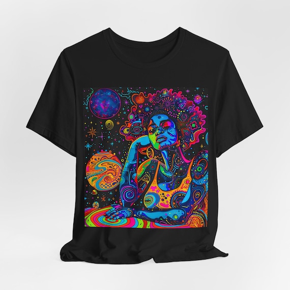 Afro Graffiti Tee: Psychedelic Black Woman, Neon Sci-fi Shirt - Etsy