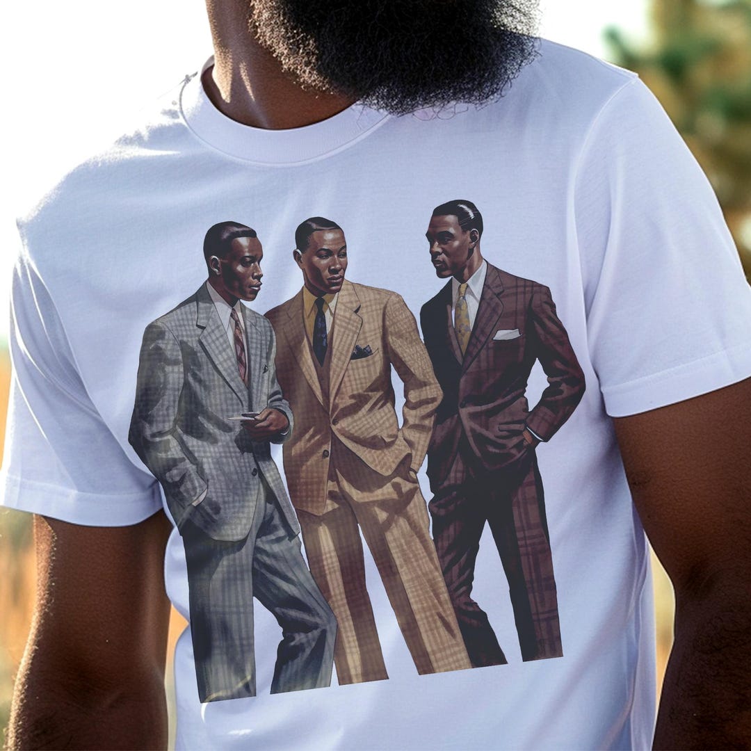 Vintage 1950s Black Men Fashion Illustration Shirt - Etsy Finland