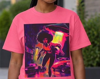 Afrofuturism Black Woman Sci-Fi T-Shirt | Alien Invasion UFO Comfort Colors Tee