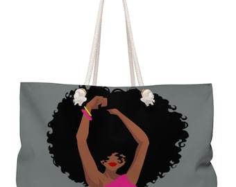 Afro Woman Oversize Bag - Borse da spiaggia - Afroamericano - Natural Hair Art - Black Women Tote - Borsa personalizzata