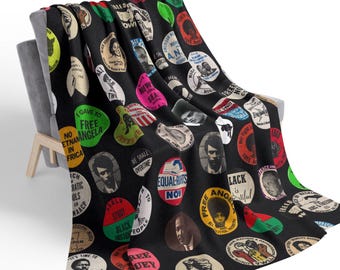 Civil Rights Sherpa Throw Blanket: Black History Decor, Panther Party, Afro Activism