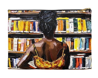 Custodia nera per libreria - Afroamericano - Borsa con cerniera - Vita letteraria - Studioso HBCU - Regalo per la biblioteca - Leggi libri