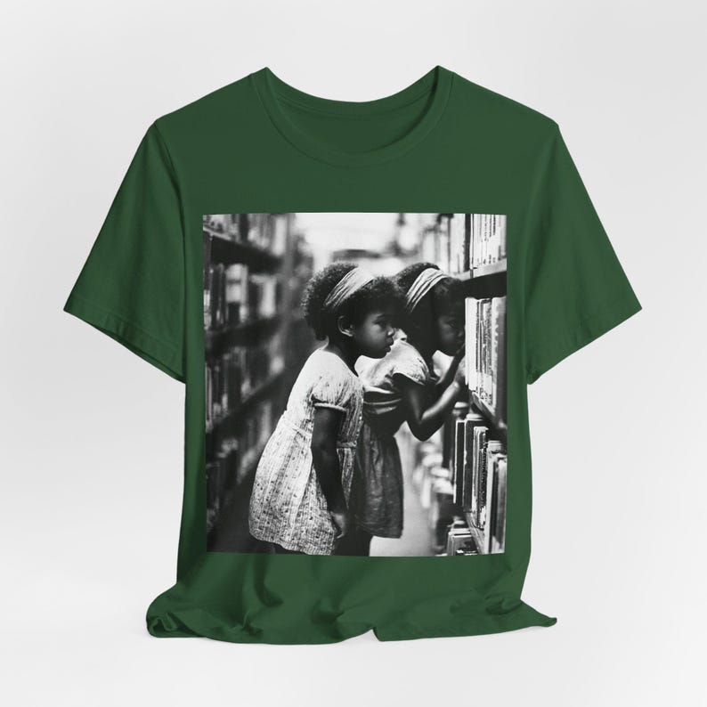 Black Girls Reading T-Shirt: Library Explorers, Afro Education Evergreen
