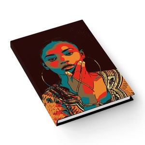 Afrocentric Woman Journal African American Art Black Girl Journal Gift for Black Woman Writing Journal Writer Gift Black Owned image 1