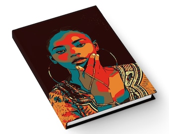 Afrocentric Woman Journal - African American Art - Black Girl Journal - Gift for Black Woman - Writing Journal - Writer Gift - Black Owned