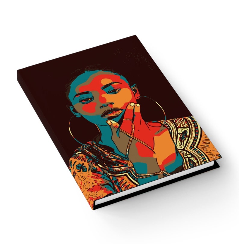 Afrocentric Woman Journal African American Art Black Girl Journal Gift for Black Woman Writing Journal Writer Gift Black Owned image 1