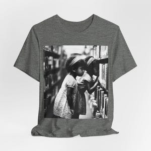 Black Girls Reading T-Shirt: Library Explorers, Afro Education Deep Heather