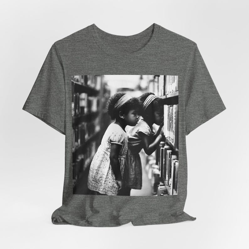 Black Girls Reading T-Shirt: Library Explorers, Afro Education Deep Heather
