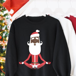 Santa Yoga Vibe Sweatshirt | Afro Yogi Claus, Christmas Holiday Wellness, Unisex Top