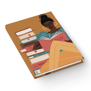 Girl Reading Journal - Ruled Line - Bookish Gifts - Black Girls Read - Gift for Reader - Black Writers - Notebook