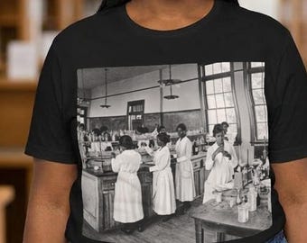 Young Black Women in Chemistry Class Photo T-Shirt | Black History HBCU Unisex Tee