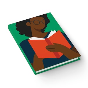 Black Girl Reading Journal - African American - Melanin Scholar - Brown Skin - Afro Woman Reader - Hardcover - Black Writer - Bookish Gift