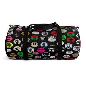Black History Duffel Bag - African American - FBA Culture - Panther Party - Pride Empowerment - Civil Rights Leaders - Political Buttons