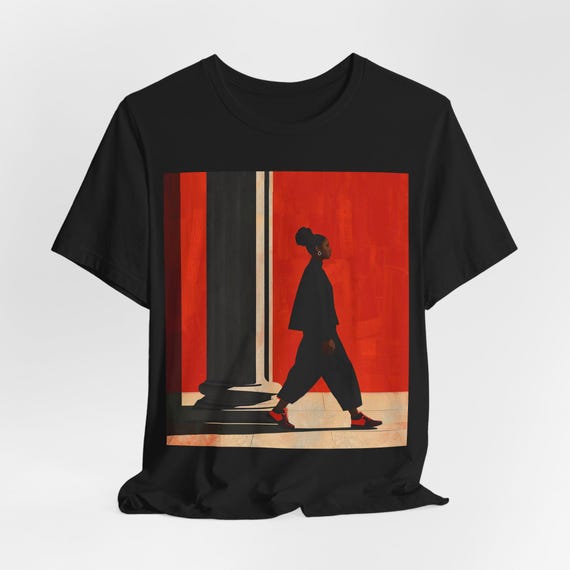 Afrocentric Black Girl Walking Shirt: Melanin Travels Fashion Tee