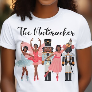 Black Ballerinas Nutcracker Ballet Shirt: Christmas Holiday Brown Dancer Tee
