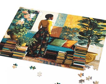 Afro Frau Lesezimmer Puzzle | Laubsäge