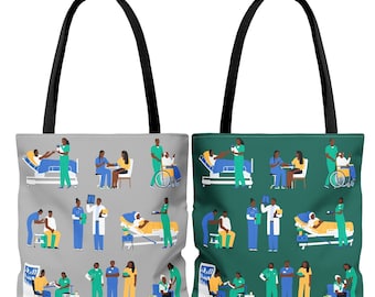 Black Doctors and Nurses Tote Bag - African American - Medical Workers - Nursing School - Med Student - Hospital Staff - Afrocentric Bag