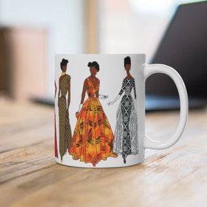 Black Women Vintage Fashion Mug - African American History - Afrocentric Prints - Old School - Brown Woman Art - 1950s - 60s Clothes