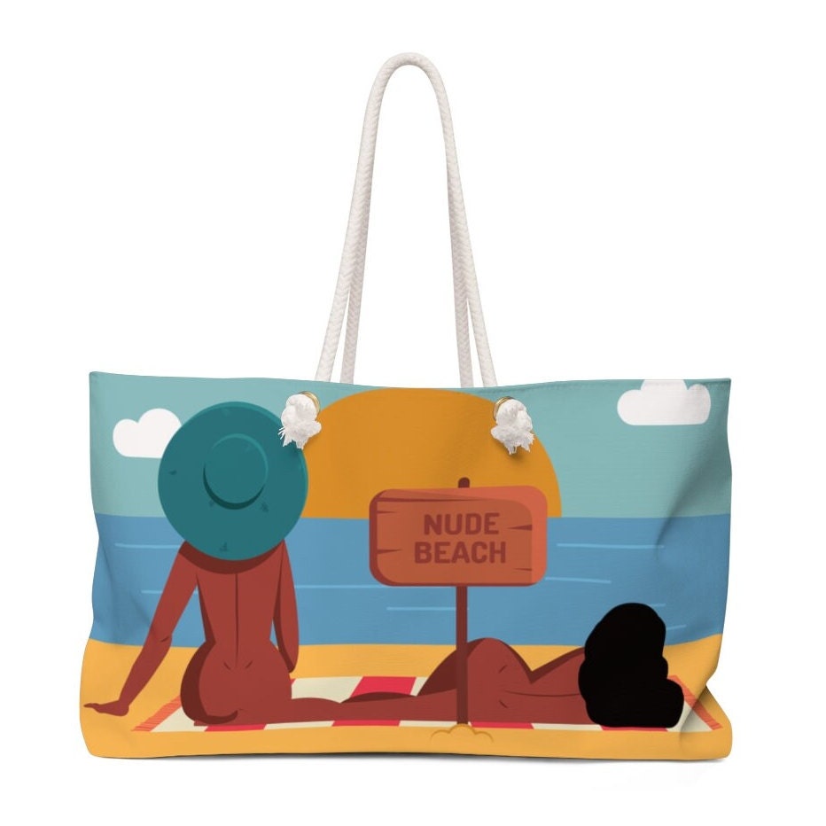 Nudist Beach Weekender Bag Brown Women Art Beach image