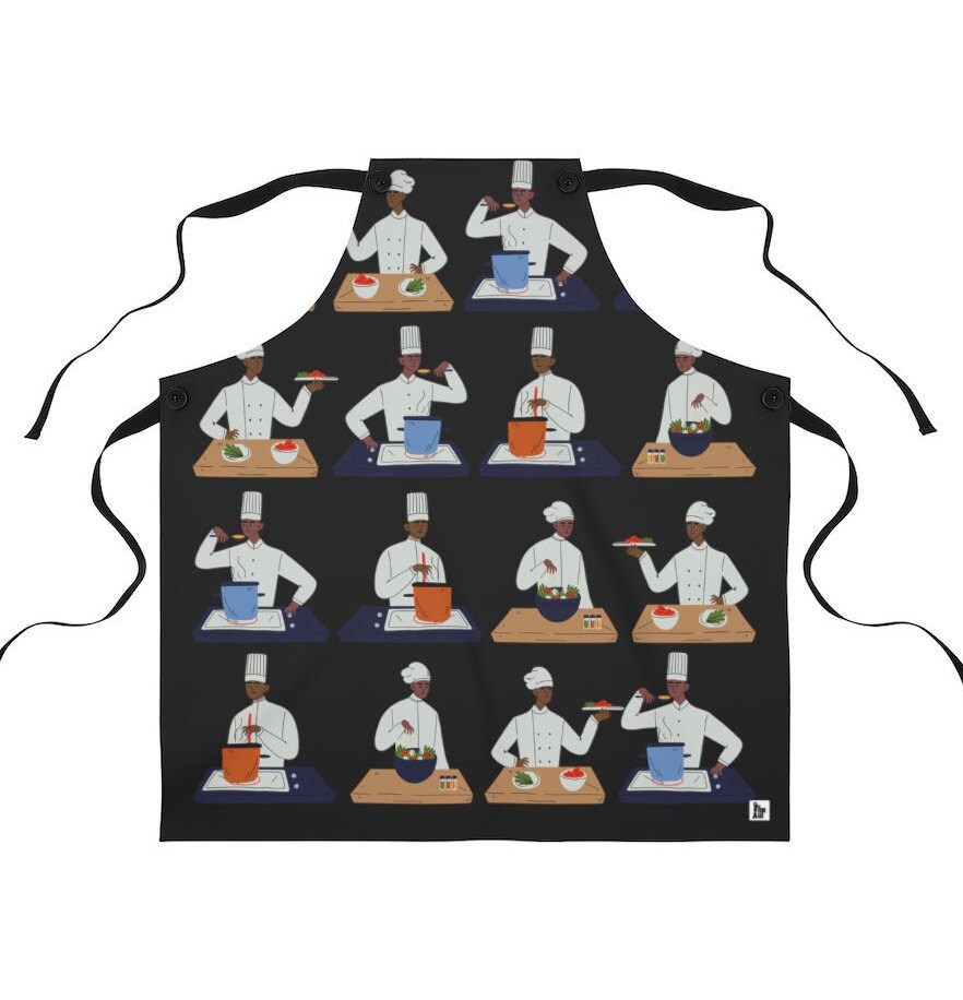 Black Chef Apron African American Aprons Black Men Cook Etsy