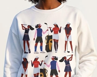 Black Lady Golf Crew Sweatshirt | Brown Women Tee Time Unisex Top