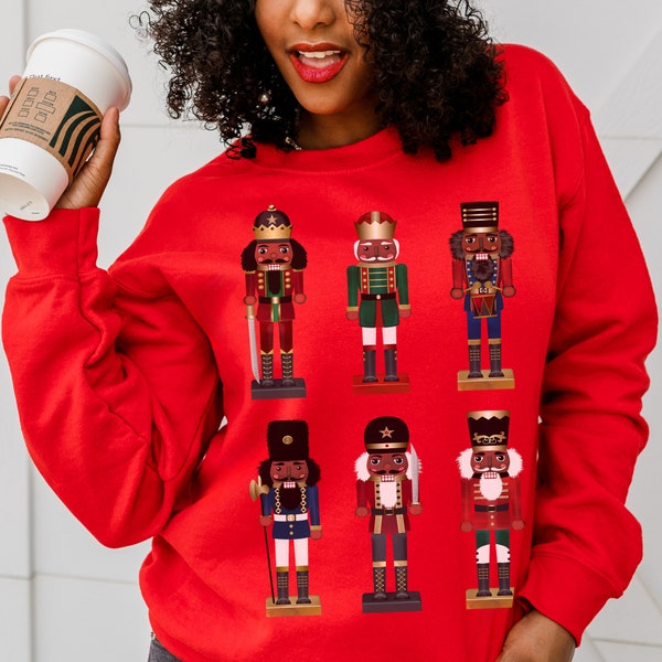 Black Nutcrackers Sweatshirt - African American Tops - Afrocentric Holiday - Christmas Sweater - Brown Nutcracker - Black Owned