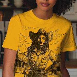 Zwart cowgirl-T-shirt – westernstijl – Southern Girl – T-shirt met grafische print – Rodeo Fashion – Cowboy Core – Urban Wild West – shirt in line-dancestijl