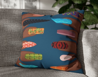 Black Woman Nail Art Pillow: Afrocentric Beauty Culture Decor