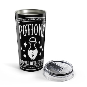 African Potions Tumbler: Hoodoo Magic Travel Mug - Black Witch Gift