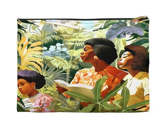 Pochette jardin botanique - Tourisme de voyage noir - Petit sac à fermeture éclair - Érudits bruns - Amateur de plantes - Cadeau afrocentrique