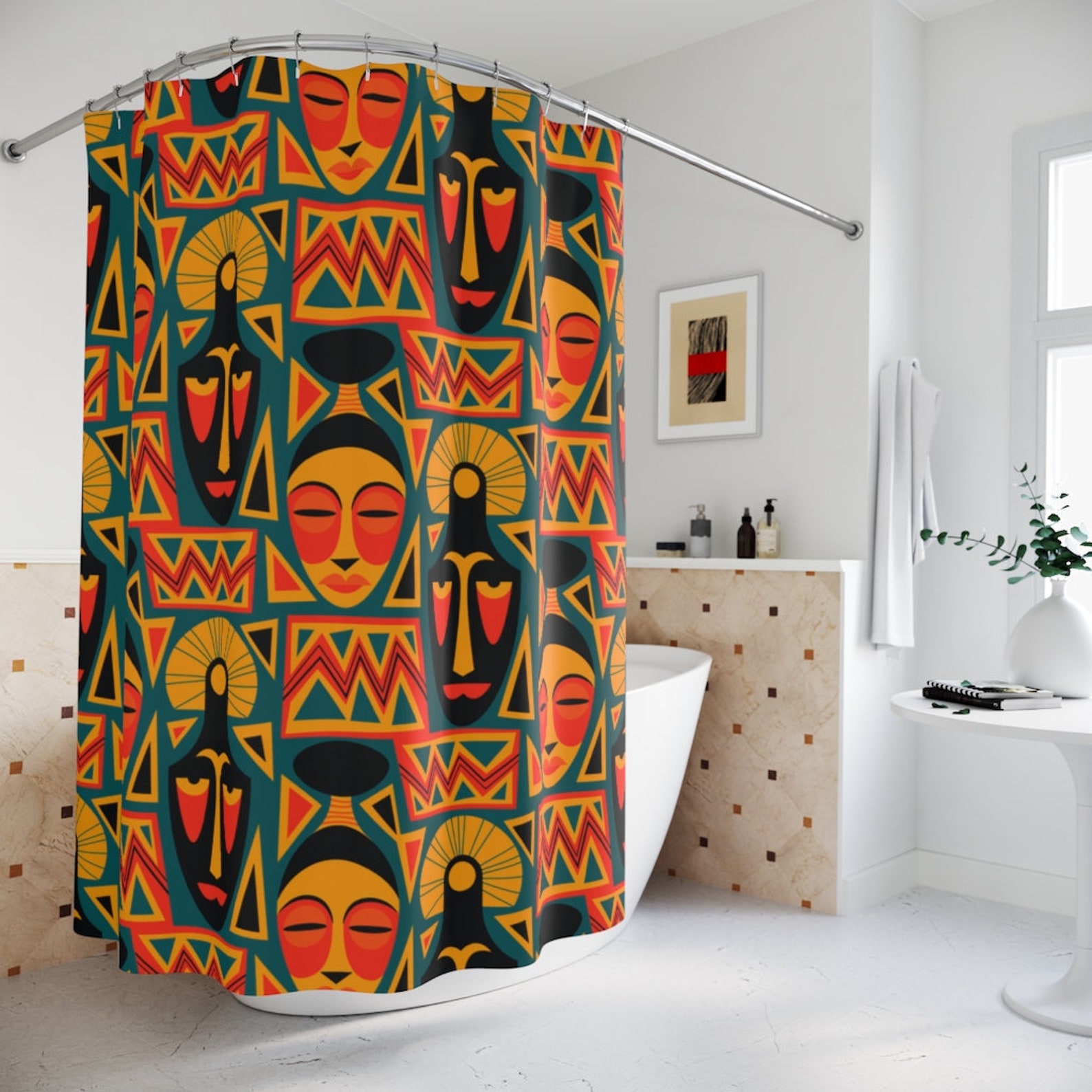 Afrocentric Shower Curtain African American Home Decor Etsy