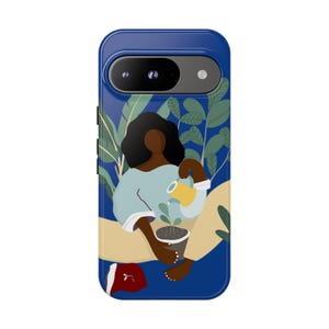 Funda para móvil con diseño de mujer negra y plantas / Estilo botánico, ambiente afrocéntrico imagen 7