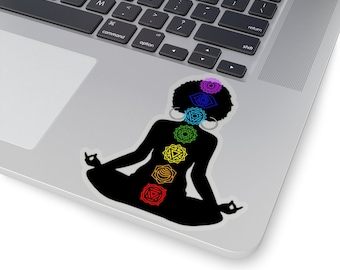 Pegatina Afro Chakra - Pegatina de Yoga - Afroamericano - Reina Negra - Regalo para Yogui
