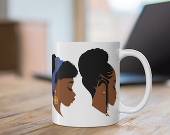 Natural Hair Ladies Mug | Afro Women, Headwrap Style, Afrocentric Gift Cup