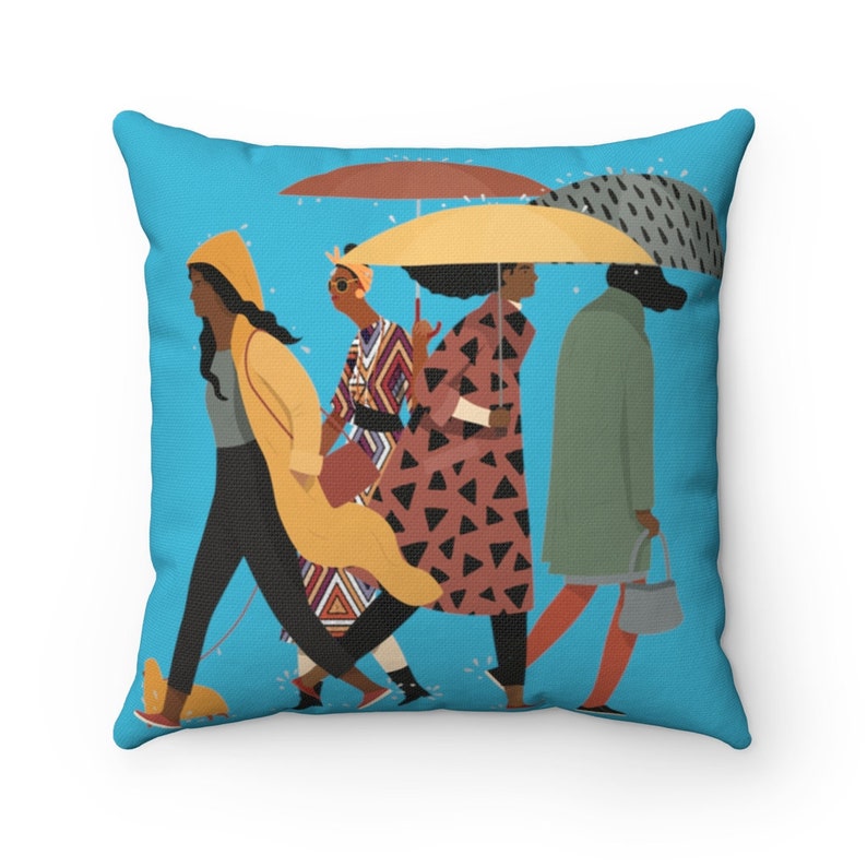 Rainy Day Pillow Black Women Art African American Pillows Etsy