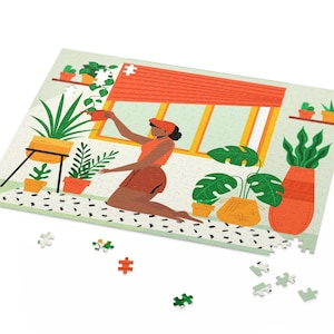 Puzzle jardin d&#39;intérieur : oeuvre d&#39;art d&#39;une femme noire, puzzle à énergie positive