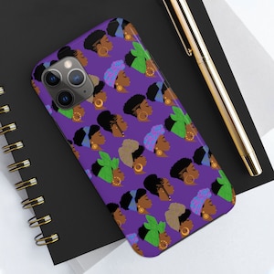 Afro Headwraps Phone Case - African American Phone Cover - iPhone 12 - iPhone 11 - Natural Hair - Black Woman Pride