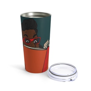 Retro Pop Art Reading Woman Tumbler: 20oz Travel Mug